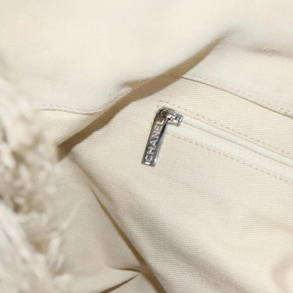 CHANEL COCO Mark Camelia Tote Bag Canvas Black Silver CC Auth BA1683 - Picture 12 of 16